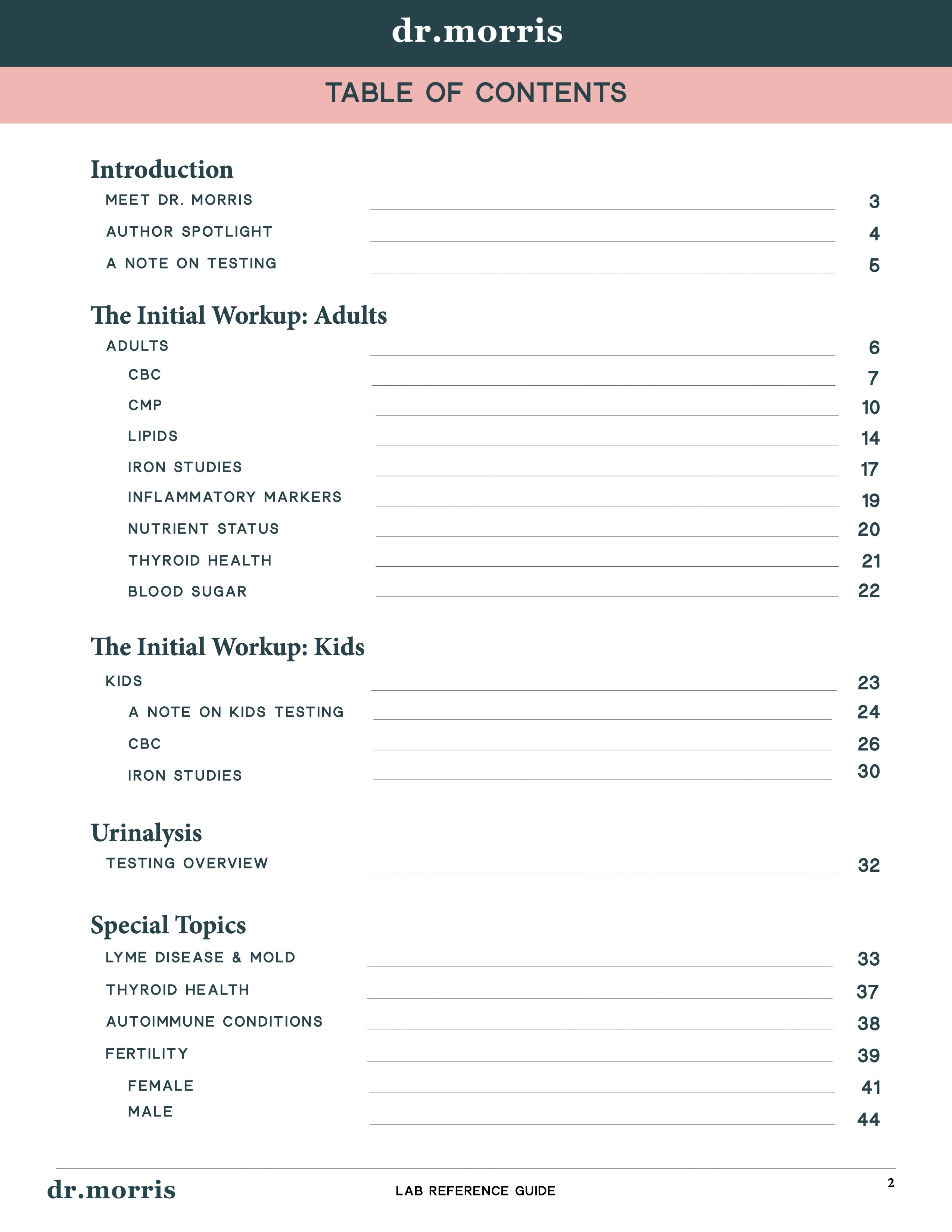 Lab Reference Guide – Shop Dr. Morris