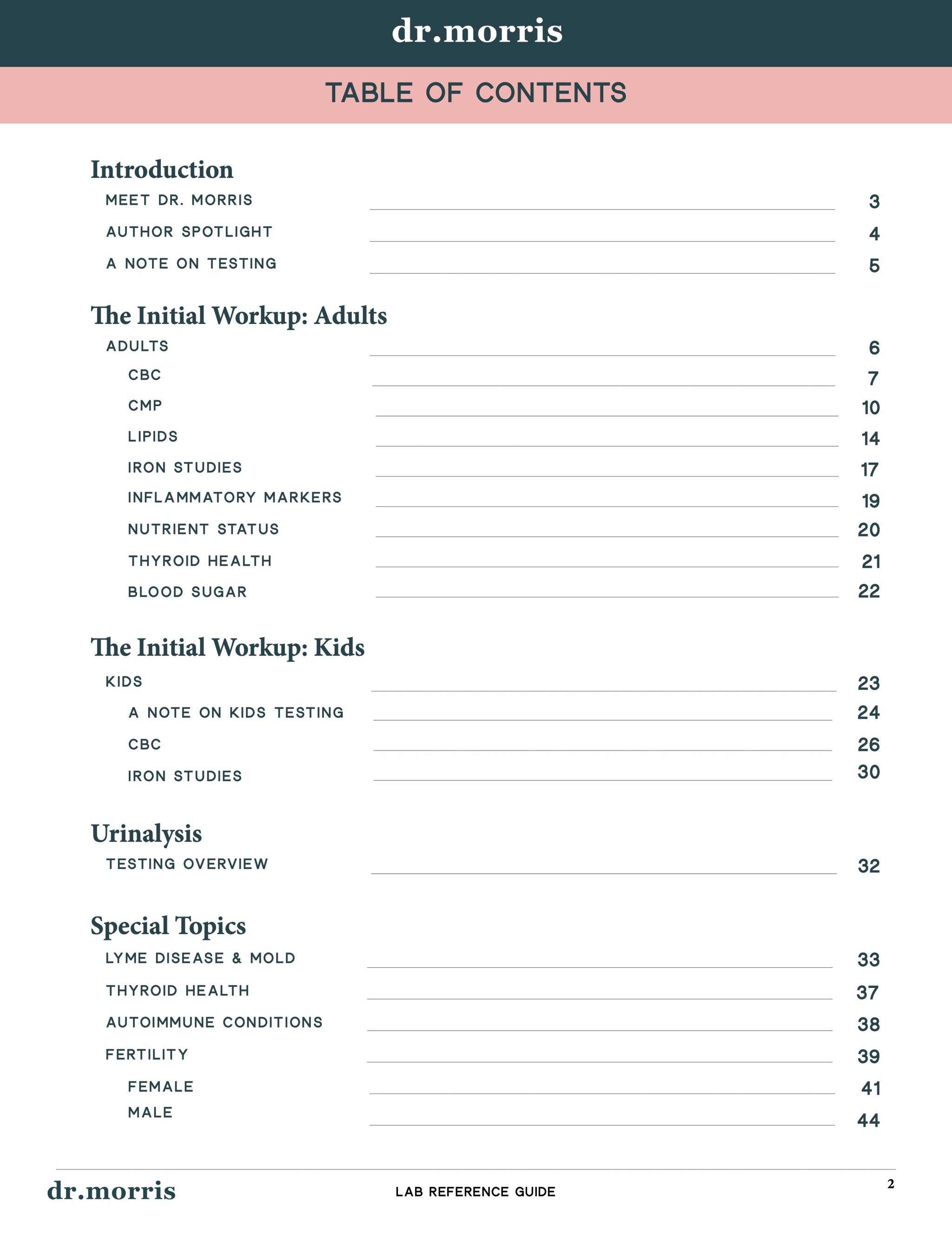 Lab Reference Guide – Shop Dr. Morris